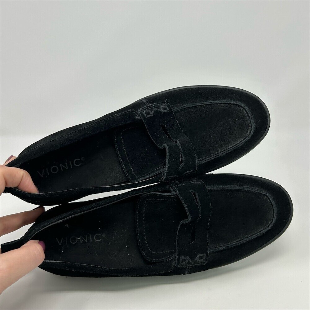 Vionic Uptown Loafer Womens Black Suede Penny Loafers Slip-On Lug Sole Size 9 - Picture 11 of 13